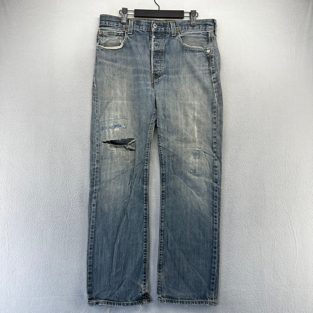Vintage Levis Jeans Men's 34x32 Fits Blue Distressed Faded 501 xx Faded Straight